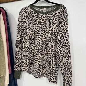7th Ray Leopard Print Blouse with Green Accents
